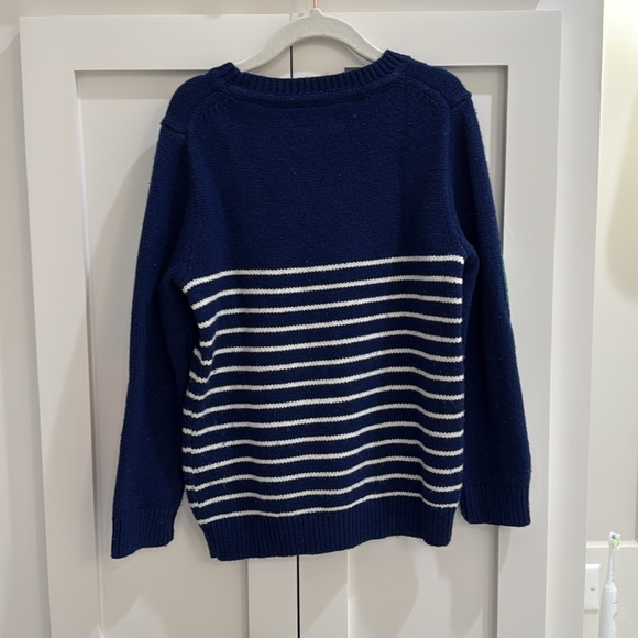 Mini Boden Graphic Crew Jumper College Navy Trains Size 5-6 years - Picture 2 of 6